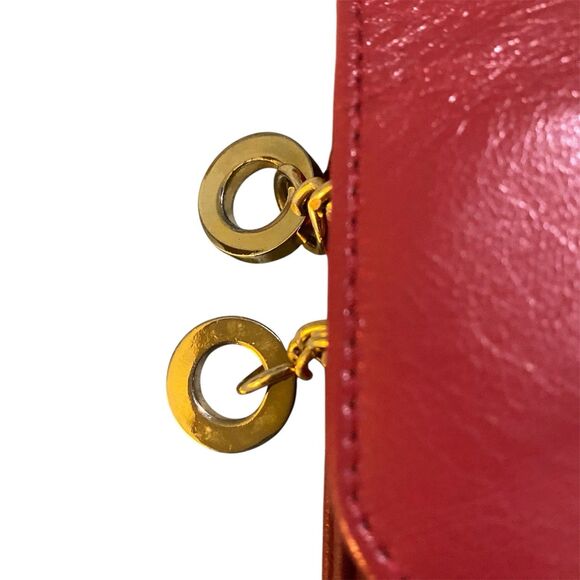 Vtg Pierre Cardin Leather Crossbody Handbag Expandable 9x6 Pen Calc Pockets Red - Picture 5 of 15